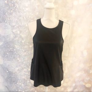 TOBI • black faux leather tank with netted sides